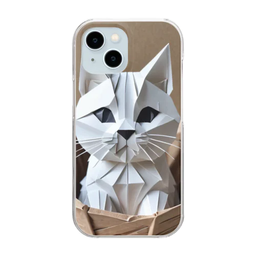 折り紙　バスケットに入っている猫 Clear Smartphone Case