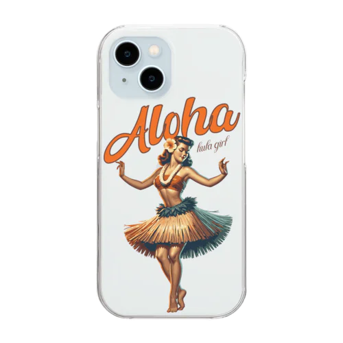 ビンテージアロハフラガール Vintage Aloha Hula Gril in Hawaii Clear Smartphone Case