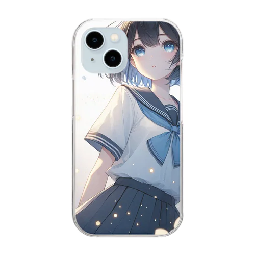 紫陽花と女子高生 Clear Smartphone Case