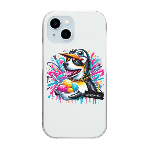 グラフティ イヌ✖️ペンギン Clear Smartphone Case