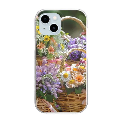 華やかな花が入った花かご　なでしこ1478 Clear Smartphone Case