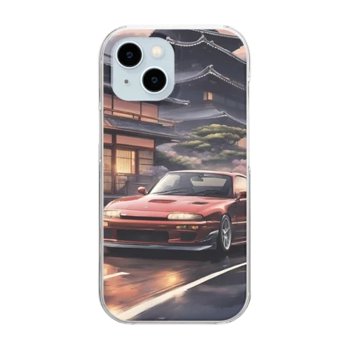 赤いスポーツカーと日本の風景 Clear Smartphone Case