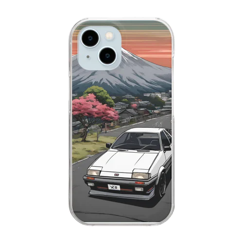 白いスポーツカーと日本の風景2 Clear Smartphone Case