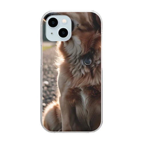 日の影に隠れる犬 dog sunshin opposite Clear Smartphone Case