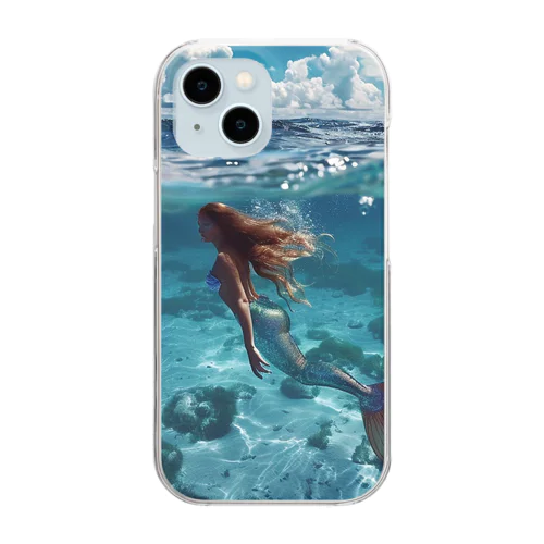 モルジブの大海原で人魚が泳いでいますsanae2074 Clear Smartphone Case