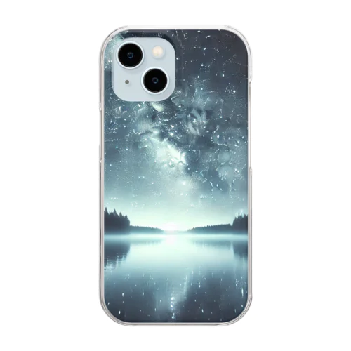 静かな湖に輝く星々が織りなす幻想的な光景 Clear Smartphone Case