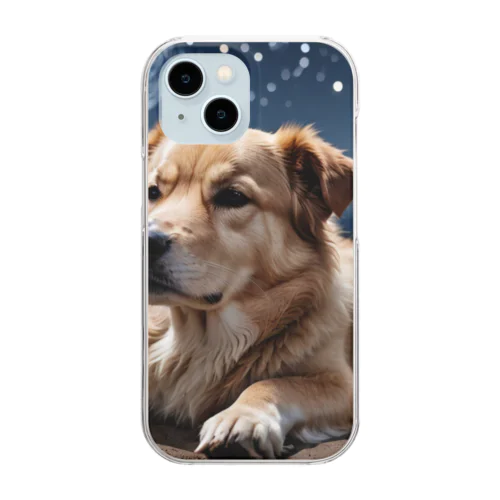 夜の静寂に包まれた写真には、一匹の夜行性の犬が佇んでいます。 Clear Smartphone Case