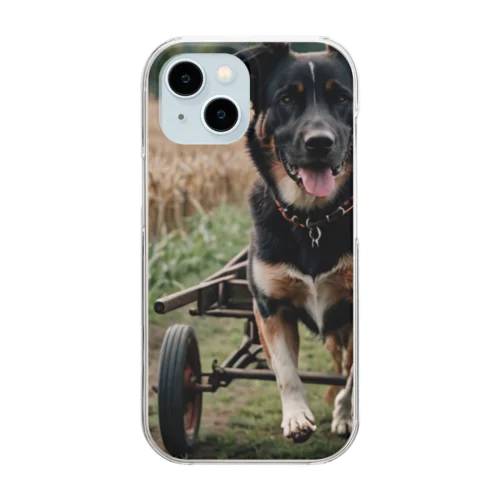 このキュートな写真では、リヤカーを引っ張る愛らしい犬が登場♪  Clear Smartphone Case