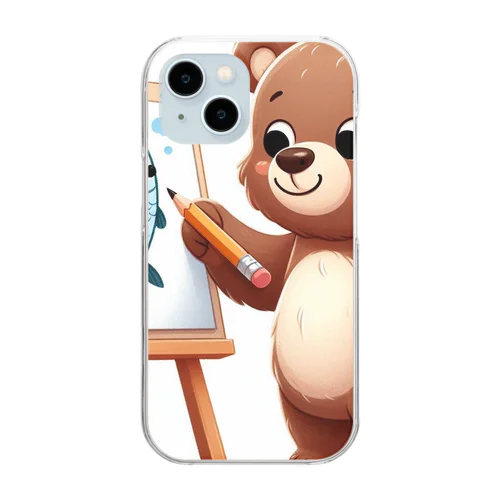 熊さんの大好物を描いてみた！グッズです Clear Smartphone Case