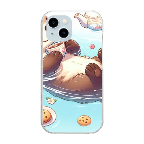 ティータイムを楽しむラッコ① Clear Smartphone Case