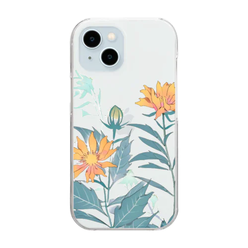 RetrowaveFlower-ベニバナ- Clear Smartphone Case