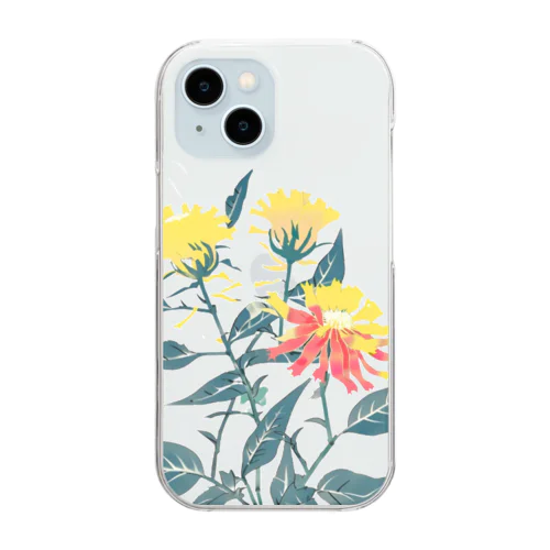 RetrowaveFlower-ベニバナ- Clear Smartphone Case