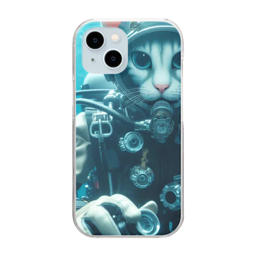 猫ダイバー Clear Smartphone Case