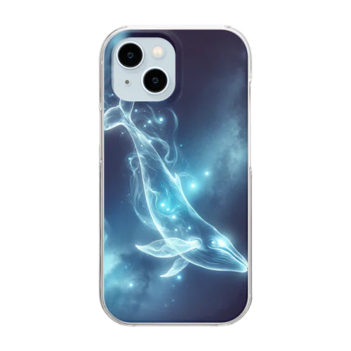 星の海を泳ぐ(黒縁・縦)AI生成 Clear Smartphone Case