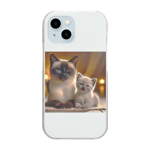 ママと一緒の子猫ちゃん (シャム猫) Clear Smartphone Case