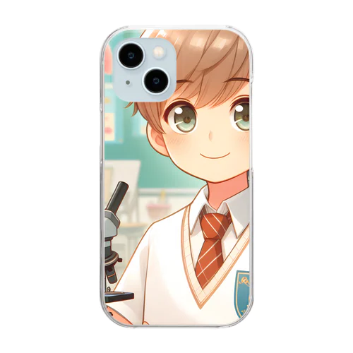 男の子　中学1年生　科学部 Clear Smartphone Case