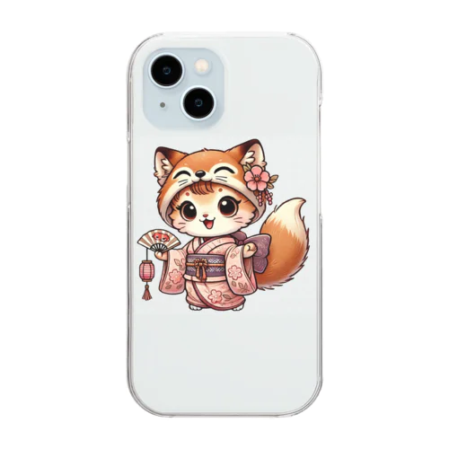 キュートなキツネコスチュームの子猫 Clear Smartphone Case