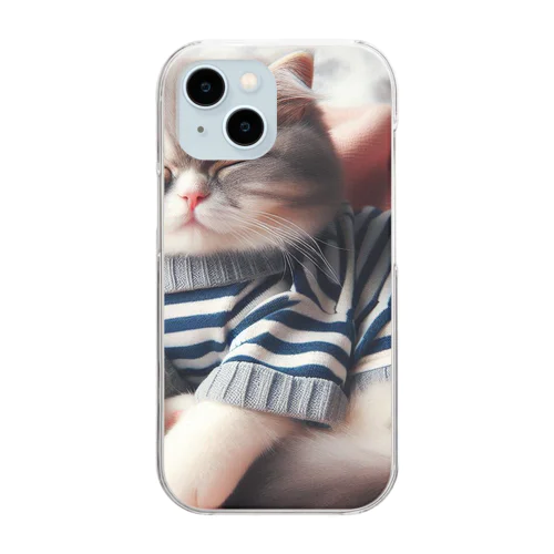 猫×睡眠×癒し Clear Smartphone Case