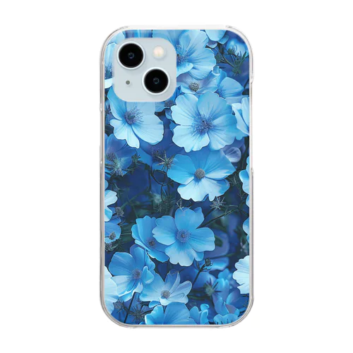 水色小さな花 Clear Smartphone Case