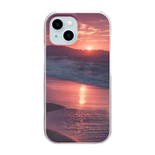 海辺の夕日 Clear Smartphone Case