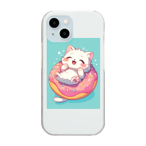 子猫ドーナツ浮輪楽む　　なでしこ1478 Clear Smartphone Case