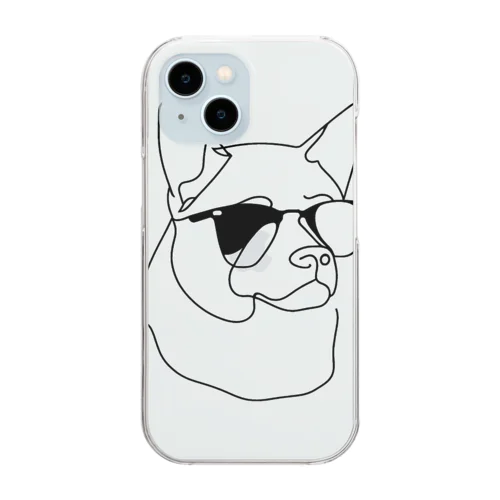 dog with sanglass① Clear Smartphone Case