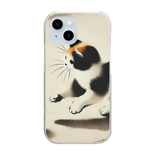 三毛猫の戯れ Clear Smartphone Case