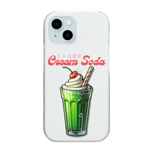 レトロ　クリームソーダ　メロン味 Clear Smartphone Case