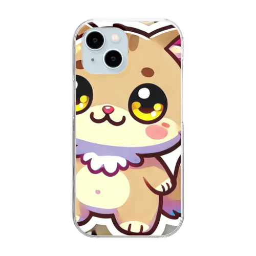 ふんわりした薄茶色に包まれた、ふんわりとした猫 Clear Smartphone Case