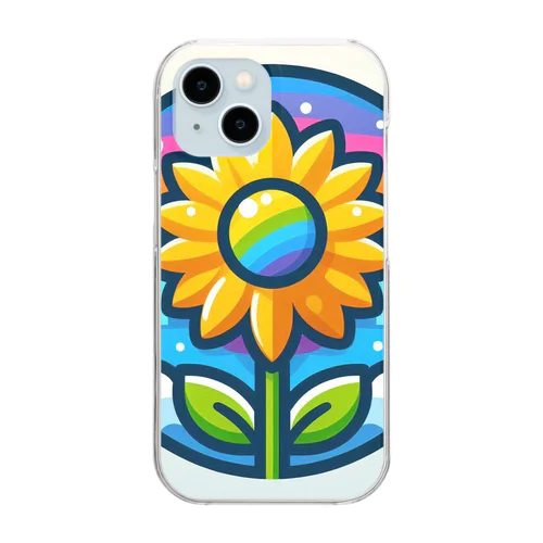 虹と向日葵🌻 Clear Smartphone Case