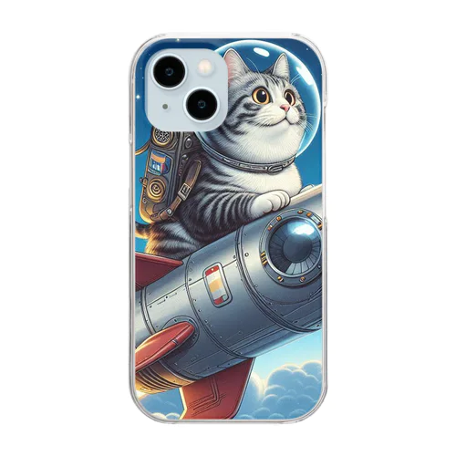 宇宙旅行する猫 Clear Smartphone Case