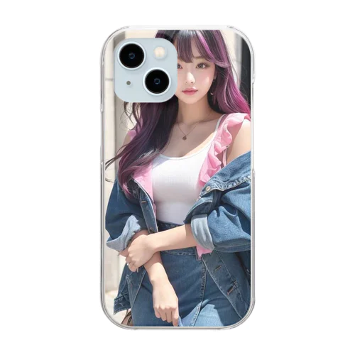 AI beautiful model street corner snap Clear Smartphone Case