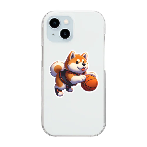 秋田犬×バスケットボール Clear Smartphone Case