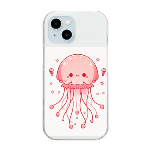 薄紅色のクラゲ･べーちゃん Clear Smartphone Case