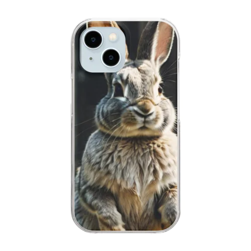 瞑想しているウサギ Clear Smartphone Case