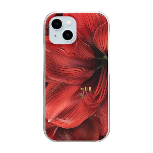 アマリリス　真っ赤な綺麗な花 Clear Smartphone Case