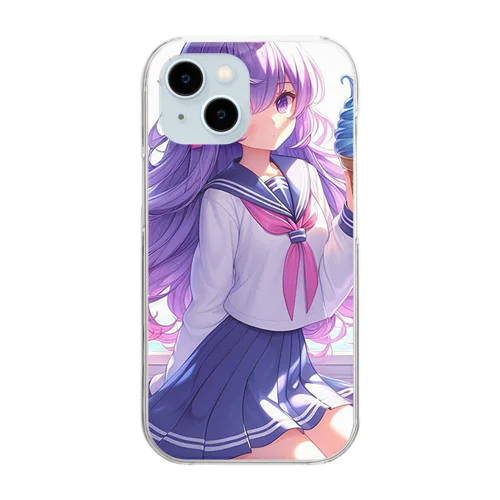 学校帰りにソフトクリーム Clear Smartphone Case