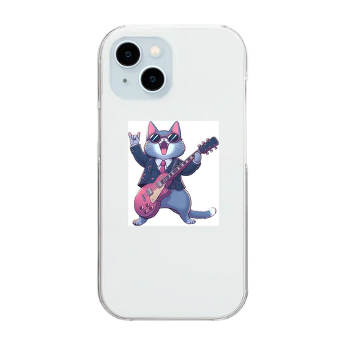 ロックンロールな猫 Clear Smartphone Case