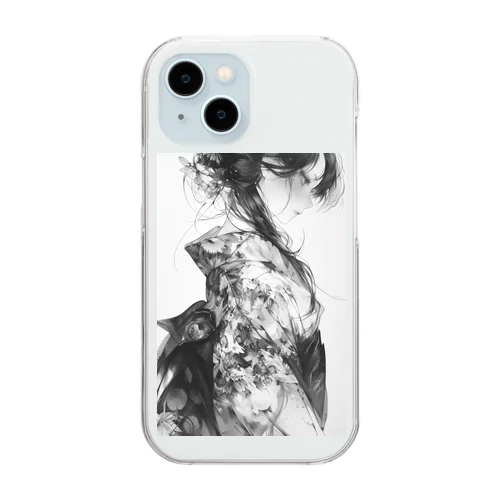 花の着物の女性 Clear Smartphone Case