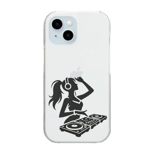 ハッピーガール DJ シルエットver. Clear Smartphone Case