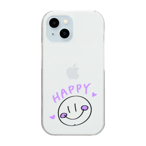 HAPPY SMILE パープル Clear Smartphone Case