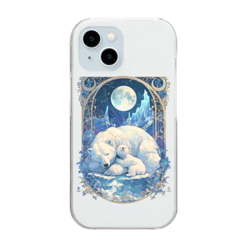 月とシロクマの親子 Clear Smartphone Case