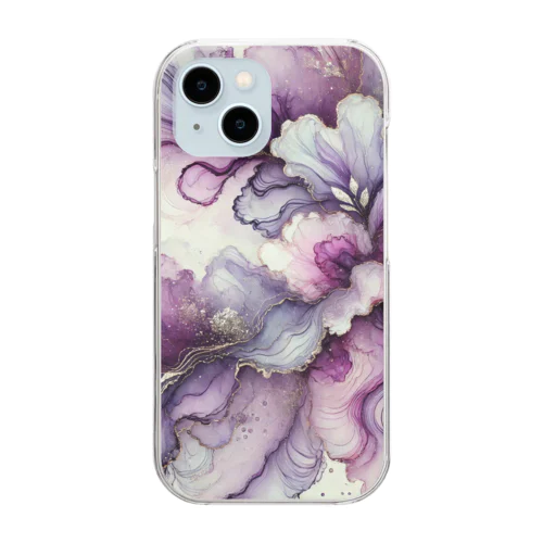 誕生石×アルコールインクアート（2月） Clear Smartphone Case