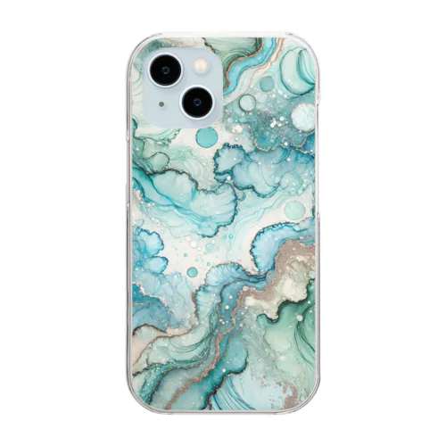 誕生石×アルコールインクアート（3月） Clear Smartphone Case
