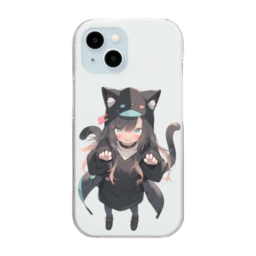 ねこねこパーカーの女の子 Clear Smartphone Case
