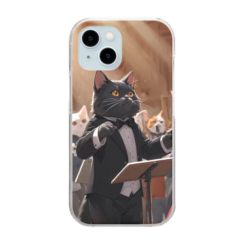 黒猫の指揮者-Re:role Cats(リロールキャッツ)シリーズNo.1-3-2-250203 Clear Smartphone Case