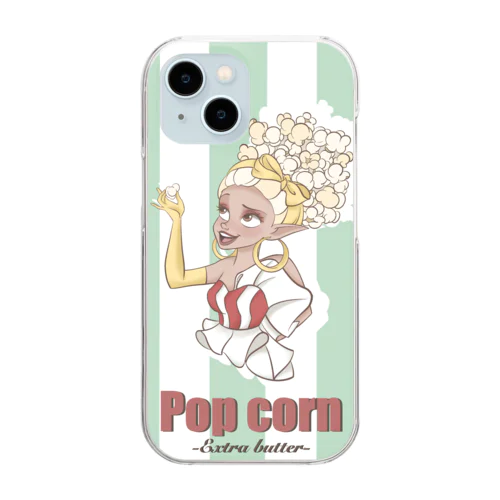 popcorn（グリーン） Clear Smartphone Case