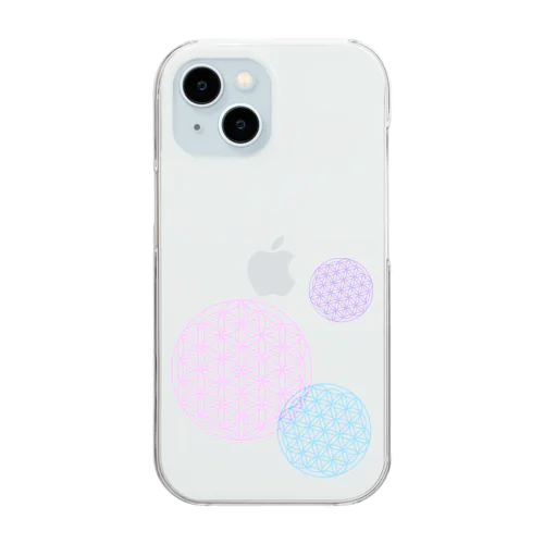 フラワーオブライフ【幸運、運気アップ】iPhoneケース かわいい人気パステルカラー Clear Smartphone Case