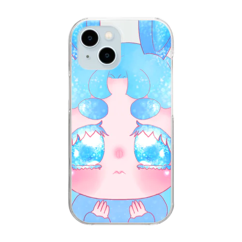 ふわふわうさぎスマホケース青 Clear Smartphone Case