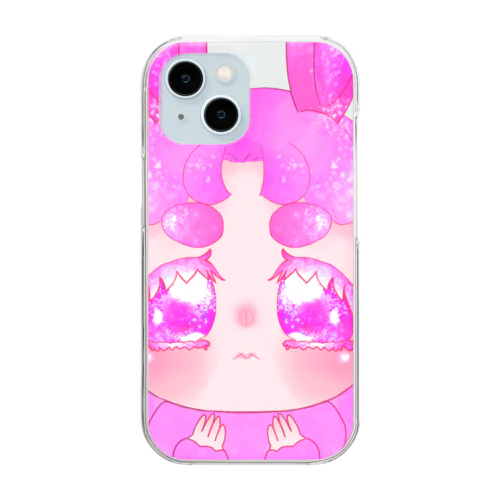 ふわふわうさぎスマホケース桃 Clear Smartphone Case